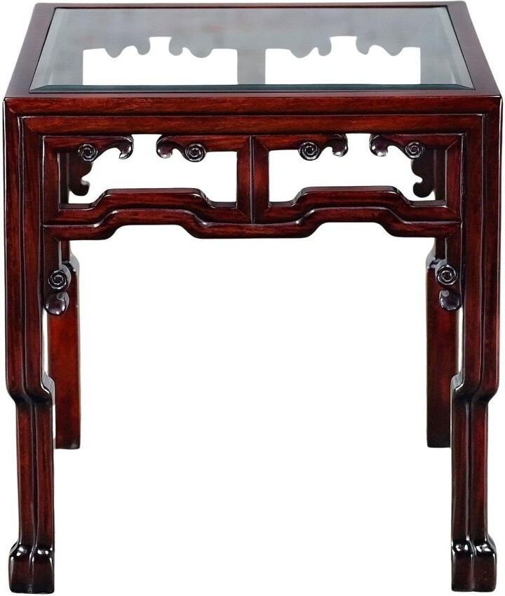 1stDibs Ming Style Rosewood End Or Side Table With Glass Inset Top Made In China