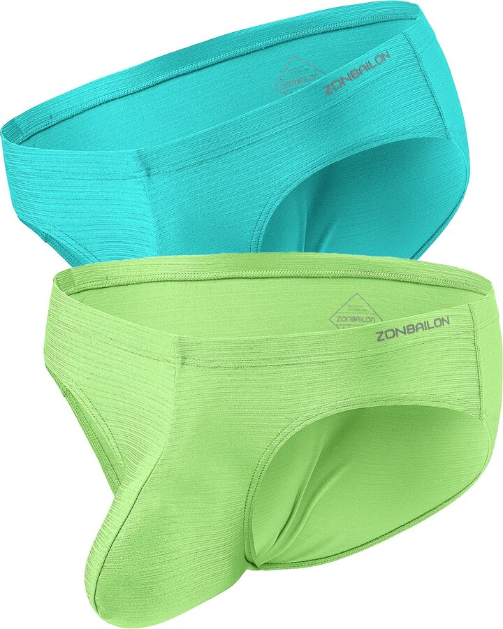 BIATWOWR Mens Underwear Briefs Ice Silk Sexy Bulge Enhancing Low Rise