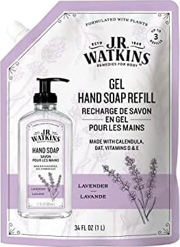 J.R. Watkins Gel Hand Soap Refill, Lavender, 34 Fl Oz. (1 L)