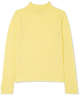 Marc Jacobs Ruffled Ribbed Wool Turtleneck Sweater - Yellow