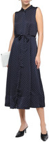 Thumbnail for your product : Equipment Belted polka-dot satin midi dress