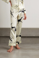 Thumbnail for your product : Olivia von Halle Lila Crescendo Printed Silk-satin Pajama Set - White