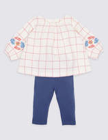Thumbnail for your product : Marks and Spencer 2 Piece Embroidered Top & Leggings Outfit