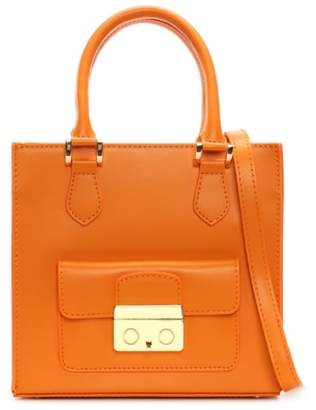 Daniel Muddler Small Orange Leather Structured Tote Bag