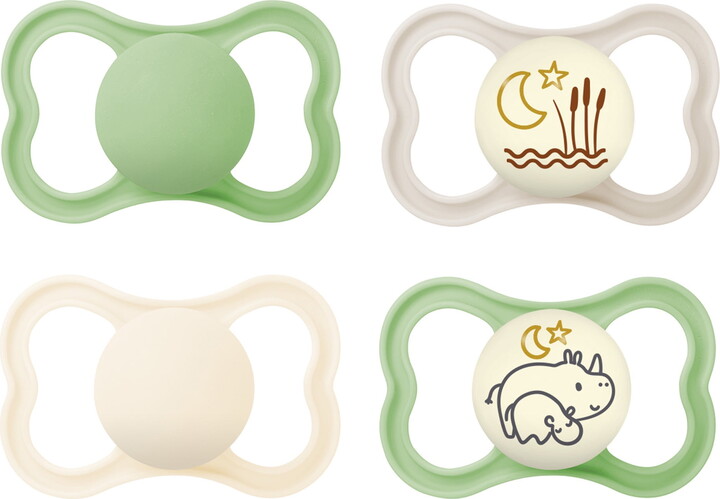 Mam Air Day & Night Pacifier, for Sensitive Skin, Glows in The Dark, 6-16 Months, Unisex, 4 Count
