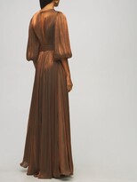 Thumbnail for your product : Costarellos Belted Lurex Georgette Draped Gown
