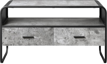 Wrought Studio 2 Concrete Grey And Black Tv Stand Enhances Look Of Your Entertainment Area Stand With Stable Base Accommodates Games
