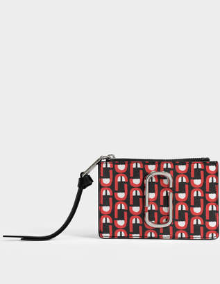Marc Jacobs Snapshot Logo Top Zip Multi Wallet in Red Split Cow Leather