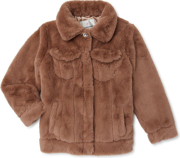 Urban Republic Toddler Girls Faux Fur Snap Jacket, Sizes 12M-5T