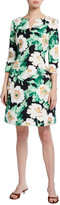 Thumbnail for your product : Oscar de la Renta 3/4-Sleeve Floral Dress