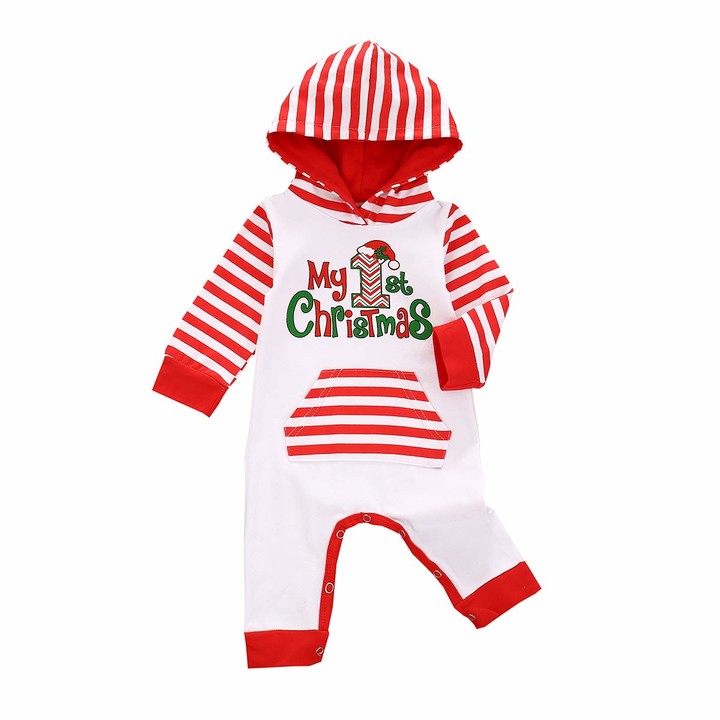 Ibakom Baby Boys Onesies Long Sleeve Romper Jumpsuit Hooded Sleepsuit Newborns My 1st Halloween Christmas Thanksgiving Outfit Christmas 1 12 18 Months Shopstyle