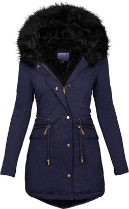 YUSHULINF Women Winter Coats Hooded Puffer Jackets Oversized Fleece Lined  Warm Parka Mid Long Coat with Faux Fur Hood - ShopStyle Plus Size Outerwear