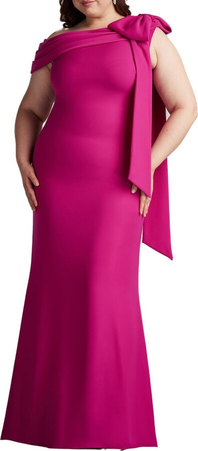 Tadashi Shoji Women's Cassia Bow-Shoulder Crepe Gown