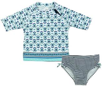 Carter's Toddler Girl Pattern Rashguard & Striped Swimsuit Bottoms Set