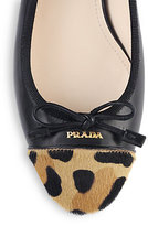 Thumbnail for your product : Prada Leopard-Printed Calf Hair & Leather Ballet Flats