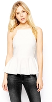 Thumbnail for your product : ASOS Strappy Peplum Top in Texture - strawberrypink