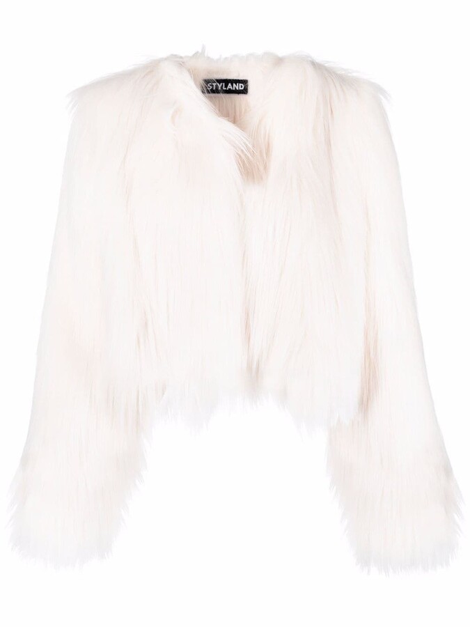 cropped white fluffy jacket