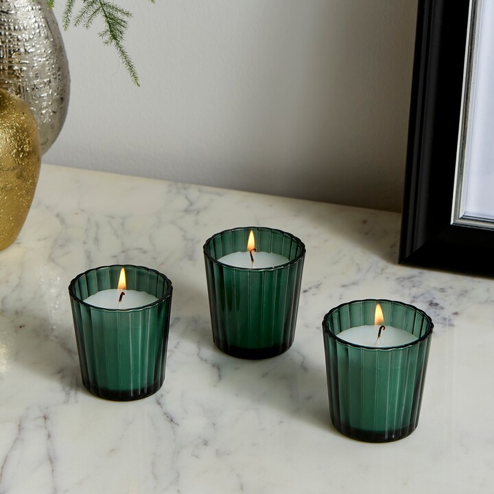 Dunelm Set of 3 Cassis & Cocoa Votive Candles Green - ShopStyle