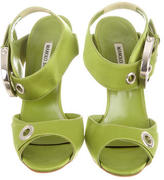Thumbnail for your product : Manolo Blahnik Satin Embellished Sandals