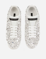 Thumbnail for your product : Dolce & Gabbana Calfskin nappa Portofino sneakers with all-over embroidery