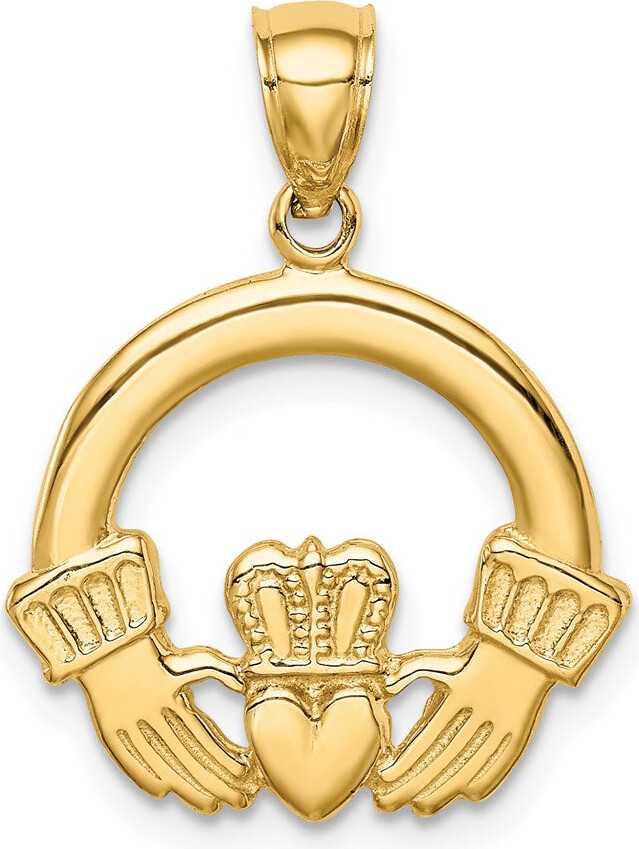 Diamond2Deal 14k Yellow Gold Claddagh Pendant