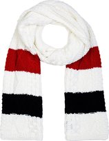 Thumbnail for your product : Thom Browne White Rugby Stripe Cableknit Aran Scarf