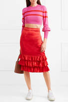 Thumbnail for your product : Maggie Marilyn The Believer Cropped Striped Merino Wool Sweater - Pink
