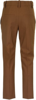 Brunello Cucinelli Techno Virgin Wool High-waist Cigarette Trousers With Shiny Loop