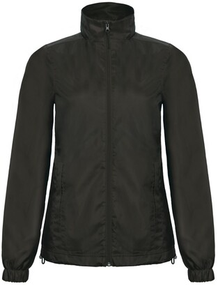 BC B&C B&C Womens/Ladies ID.601 Hooded Showerproof Windbreaker Jacket (Black)