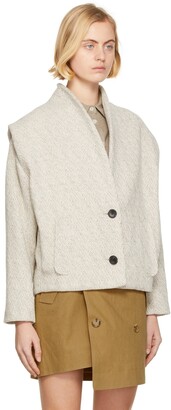 Etoile Isabel Marant Taupe & Off-White Wool Drogo Jacket