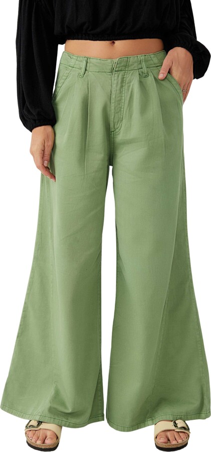 Buy Light Green Floral Printed Parallel Pants Online - Shop for W
