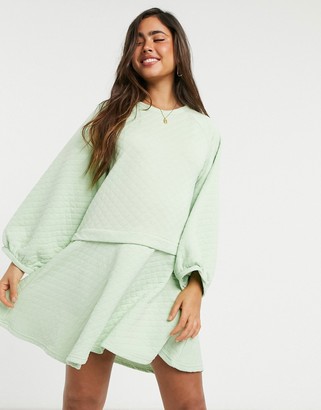 NATIVE YOUTH oversized smock dress in diamond quilting