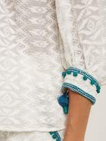 Thumbnail for your product : Talitha Collection Zipzag Embroidered Cotton And Silk Blend Shirt - Womens - Green White
