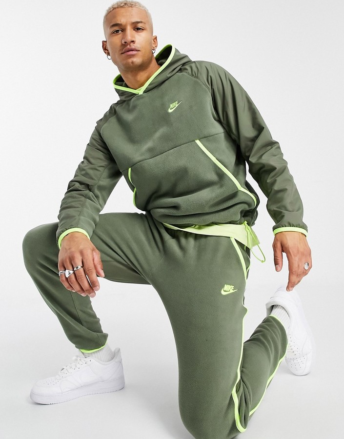 Nike Club Essentials panelled hoodie in khaki - ShopStyle