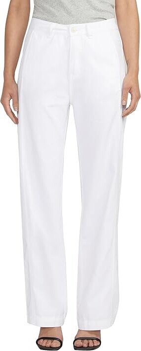 Jag Jeans Slimming Trouser Women's Dress Pants White : 12 Cotton/Linen