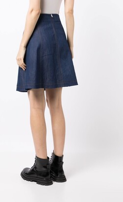 Balenciaga Pre-Owned Toggle-Fastened Flared Denim Skirt