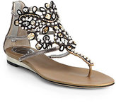 Thumbnail for your product : Rene Caovilla Embellished Leather Cage Sandals