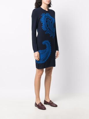Barrie Paisley-Pattern Long-Sleeved Knitted Dress