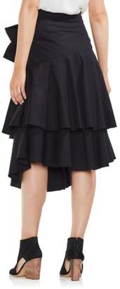 Vince Camuto Tiered Ruffle Belted Poplin Skirt