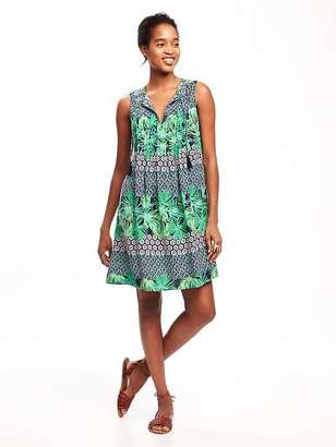 Old Navy Printed Pintuck Swing Dress for Women