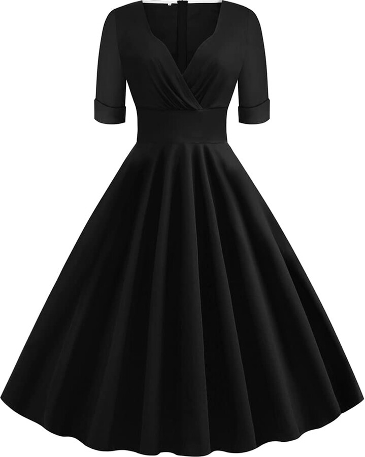 Odizli Damen Rockabilly Rock - Vintage Herz Druck Tüllrock High Waist In S-XXL