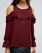 Thumbnail for your product : AX Paris Cold Shoulder Frill Blouse