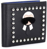 Thumbnail for your product : Fendi Karlito Bi-Fold Leather Wallet w/Mink Fur Details, Black
