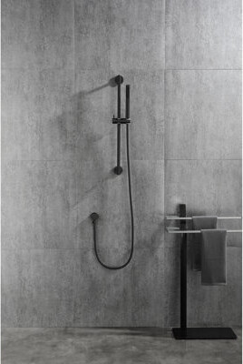 Steph Leach -Performance Shower With 28-Inch Slide Bar And 59-Inch Hose - Height Adjustable Nozzles, Robust Stainless Steel Matte Black Appearance Handheld Head