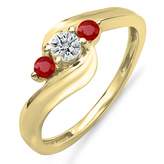 Thumbnail for your product : DazzlingRock Collection 10K White Gold Round Ruby And White Diamond Ladies Swirl Engagement 3 Stone Bridal Ring (Size 9.5)