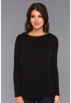 Thumbnail for your product : C&C California L/S Boat Neck Tee w/ Faux Leather Detail