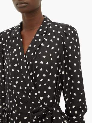 Rebecca Taylor Dot-print Wrap-around Silk-blend Jacquard Jumpsuit - Womens - Black White