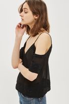 Thumbnail for your product : Topshop Embroidered cold shoulder top