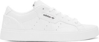 adidas White Vegan Leather PrimeGreen Sleek Sneakers