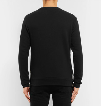 Balmain Printed Embroidered Fleece-Back Cotton-Jersey Sweatshirt